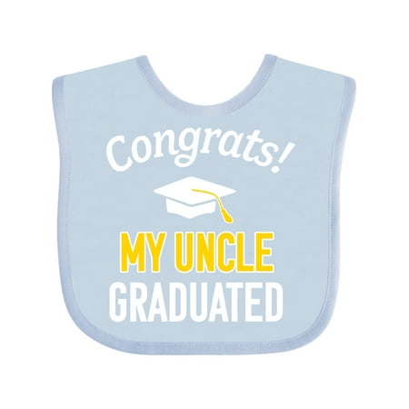 

Inktastic Congrats! My Uncle Graduated with cap Gift Baby Boy or Baby Girl Bib