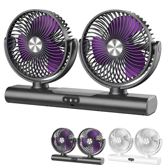 Dual Head Oscillating Ceiling Fan, 2-in-1 Portable USB Hanging Fan with Light, Multi-Speed Adjustable Wind, for Bedroom Office