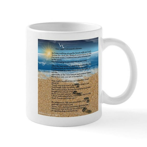 CafePress - Footprints In The Sand Mugs - 11 oz Ceramic Mug - Novelty Coffee Tea Cup