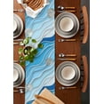 thumbnail image 3 of Table Runner 72 Inches Long for Kitchen Dining, Blue Aqua Ombre Dresser Scarf Farmhouse, Dining Table Decorations for Wedding/Parties, Modern Geometric Abstract Aesthetic Cream 14 x 72 In, 3 of 9