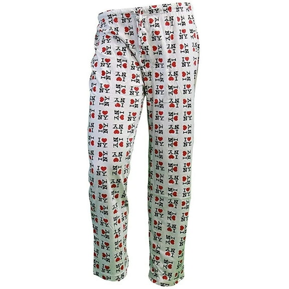 I Love NY Lounge Pants Pajama Bottoms New York Sleepwear White, Medium