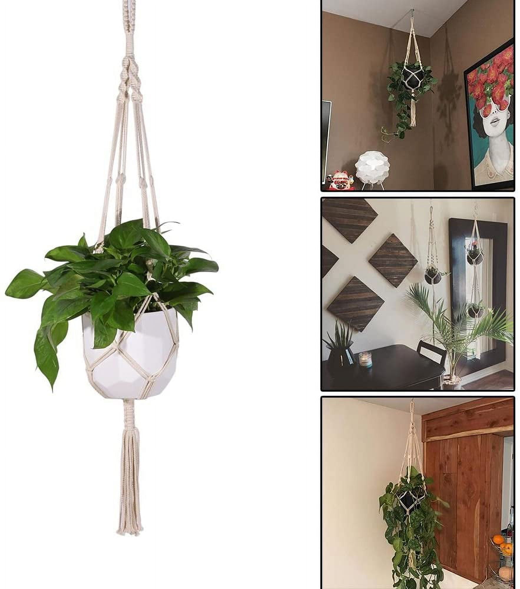 VONTER 4 Pack Macrame Plant Hangers Indoor Hanging Planter Basket with Key Ring Decorative Flower Pot Holder Plant Hanger Brackets for Indoor Outdoor Home Decor 41 Inch