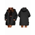 thumbnail image 3 of Long Jackets for Female Fashion Winter Coat for Women Business Casual Diamond Quilted Hooded Black M, 3 of 7