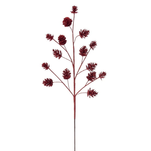 24" Red Pinecone Glitter Spray 6/Bag