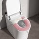 thumbnail image 4 of Asiento de inodoro suave para baño más grueso con asa, estirable lavable se adapta a todos los asientos de inodoro ovalados, versión adhesiva de elefante rosa, 4 of 7