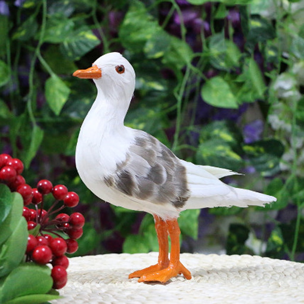 1pc Artificial Feather Bird Cute Fake Seagull Garden Home Bonsai Decor #2 