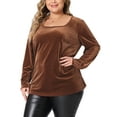 thumbnail image 4 of Agnes Orinda Women's Plus Size Ribbed Velvet Textured Elegant Long Sleeve Blouse, 4 of 5