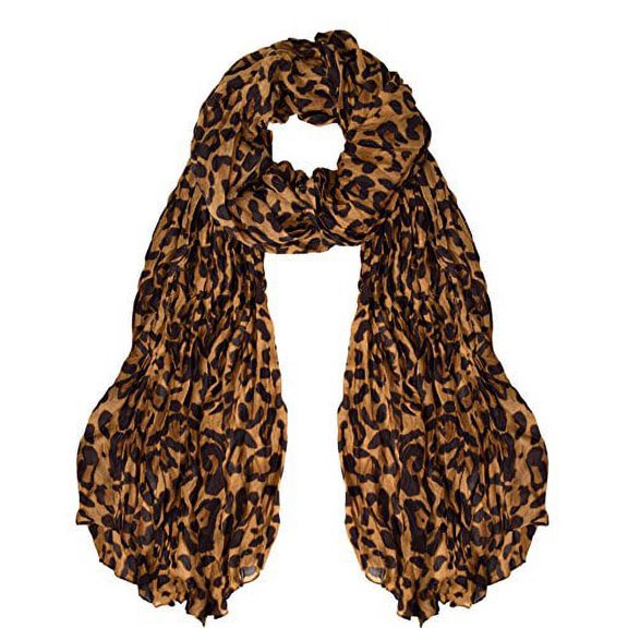 Peach Couture Trendy Women's Leopard Animal Print Crinkle Scarf wrap