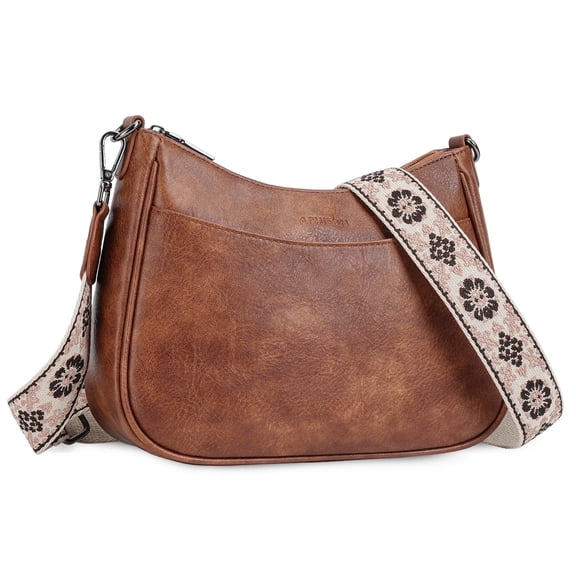 [Mother’s Day Gift Present] APHISON Trendy Women's Crossbody Bag, Vegan Leather Purse with Adjustable Strap and Shoulder Handbag - Brown