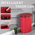 thumbnail image 4 of FDW 13 Gallon Sensor Garbage Can Kitchen, Lid, Stainless Steel 50L Automatic Trash Can for Kitchen Office Bedroom Indoor Trash Bin, Red, 4 of 7