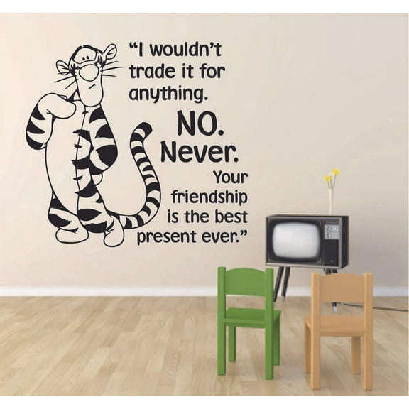 Friendship Tigger Pooh Friends Quote Disney Cartoon Quotes Wall Sticker Art Decal for Girls Boys Room Bedroom Nursery Kindergarten House Home Decor Stickers Wall Art Vinyl Decoration Size (40x40 inch)