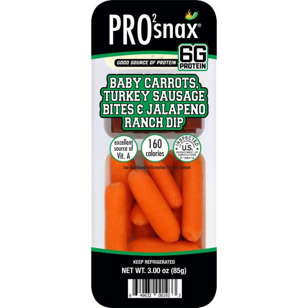 PRO2snax Baby Carrots, Turkey Sausage Bites & Jalapeño Ranch Dip, 3.00oz