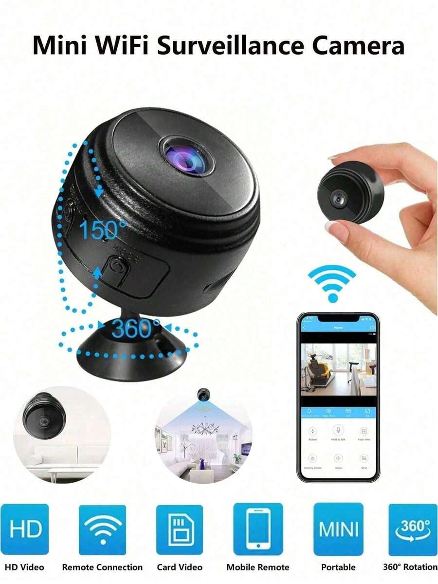 Mini Smart HD Cameras, Home Security Cameras, Portable And Wireless WiFi 2.4G Mobile Phone Remote Monitoring With Video Recording, Baby Monitor, Nanny Camera, Night Vision And Motion Detection.