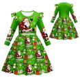 thumbnail image 2 of XEGLSBU Girls Dresses Size 12-14 Child Xmas Girls Dresses Party Dance Kids Christmas Princess Dress Fall Dresses Long Casual Green-B Size 5-6 Years, 2 of 4