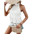 thumbnail image 2 of Women'S Tank Tops Hollow Out Lace Boho Blouse Eyelet Embroidery Sleeveless Tops Shirts White L, 2 of 9