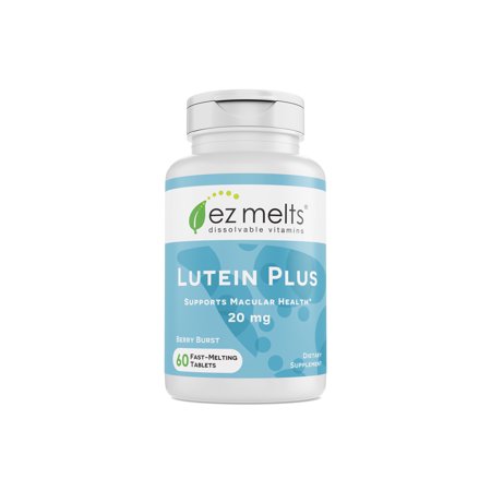 EZ Melts Lutein Plus, 20 mg, Dissolvable Vitamins, Vegan, Zero Sugar, Natural Berry Flavor, 60 Fast Melting Tablets