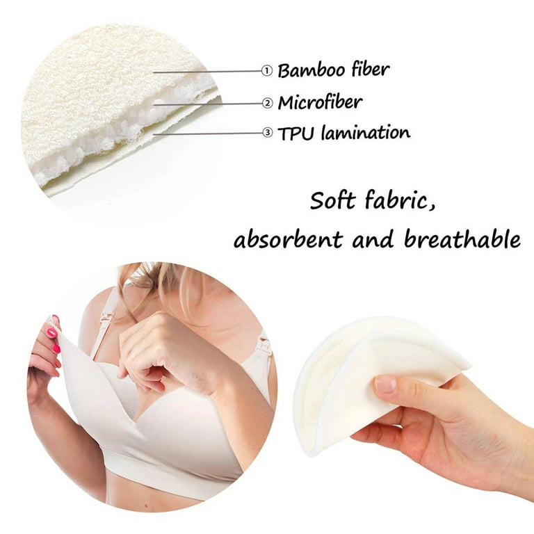 D-groee 48pcs Cotton Nursing Pads for Mom, 3-Layer Super Absorbent Nursing Pad Washable Reusable Breast Pads for Breastfeeding, White