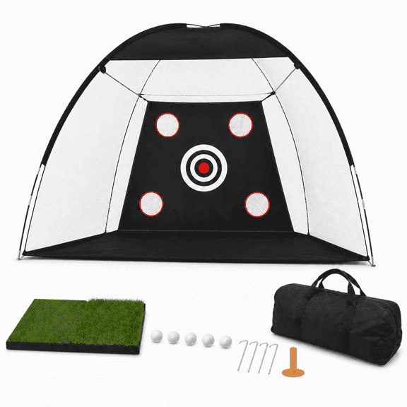 ORFELD 10x7FT Golf Practice Net with Mat & Target, Golf Hitting Aid Nets for Backyard Driving Chipping Training Swing, Gifts for Men Dad and Golfer