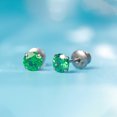 thumbnail image 6 of Limerencia Hypoallergenic G23 Pure Titanium Screw Back Earrings Post for Sensitive Ears Simulated Diamond Cartilage (5mm, Green CZ), 6 of 7