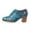 Blue, variant on Women's Floral Embroidered Lace Up Oxford Heels, Round Toe Chunky Block Heel Dress Shoes, Vintage Printed Upper Non Slip Fashion Pumps