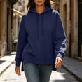 thumbnail image 2 of Cmfcve Fall Pullover Hoodies for Women Side Slit Casual Drawstring Hooded Sweatshirts Long Sleeve Tunic Shirts, 2 of 9