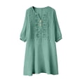 thumbnail image 7 of HAJWOH Women's Floral Embroidered Cotton Linen Maxi Boho Dress Short Sleeve V Neck Dresses Summer Flowy Beach Sundress, 7 of 7