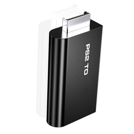 YAHHU PS2 to HDMI Converter Adapter 1080P Plug and Play Video Audio Sync for HD TVs Monitors Projectors - Black