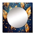 thumbnail image 2 of Designart "Boho Glam Gold Feathers On Cosmic Blue I" Feathers Square Mirror Wall Decor Modern - Large Blue Square Bathroom Mirror - Square Printed Wall Mirror Art, 2 of 5