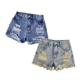 thumbnail image 1 of FhsagQ 2 Pack Girls Short Jeans Washed Distressed Denim Shorts with for Tween Girl Summer Daily Wear Size 9-10 Years, 1 of 8