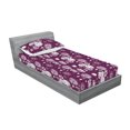 thumbnail image 2 of Space Fitted Sheet & Pillow Sham Set, Bicolored Outer Planet Vibe Astronaut and Sun Sketch With Flora on Pinky Back, Decorative Printed 2 Piece Bedding Decor, Twin, Dark Magenta Ivory, by Ambesonne, 2 of 2