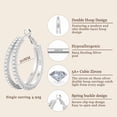 thumbnail image 3 of YOUNGYUE Sterling Silver Hoop Earrings for Women, Hypoallergenic CZ Double Hoop Earrings, 30mm, 3 of 7