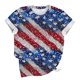 thumbnail image 4 of Tops de Ajuste Suelto para las Mujeres Sudadera Casual Impresa Manga Corta Cuello Redondo Superior, Poliéster, 4 of 5