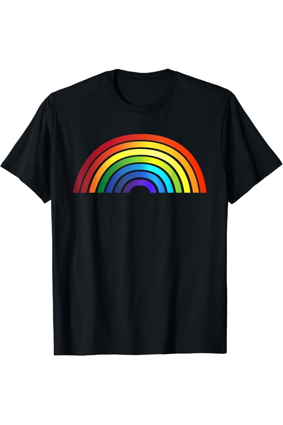 Rainbow Simple Style Basic Stripe Design T-Shirt mens t shirtblackwomenfunnymisfitsmenjourney