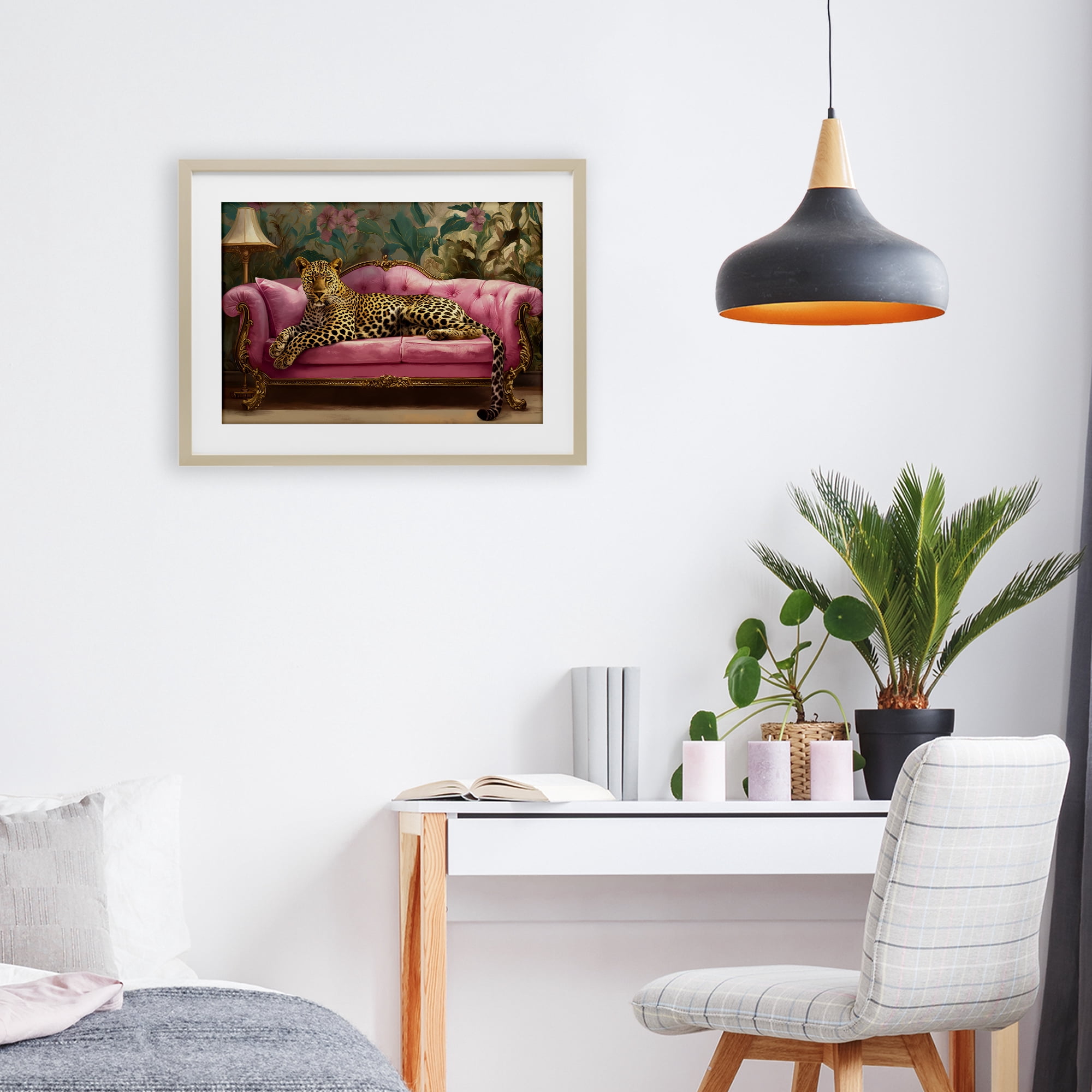Stupell Industries Exotic Lounging Leopard Birch Framed Print Under Glass, design by Tina LeCour