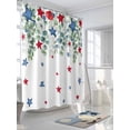 thumbnail image 3 of Patriotic 4th of July Shower Curtain, Red Blue Stars Eucalyptus Leaf Bathroom Decor Curtains Set with Hooks, White Waterproof Fabric Home Accessories， 72X 96 Inch Extra Long, 3 of 6