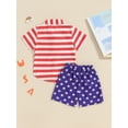 thumbnail image 4 of Bagilaanoe 4th of July Outfits for Toddler Baby Boys Short Sleeve Star Print Shirt Tops + Striped Shorts 12M 18M 24M 3T 4T 5T Kids Independence Day Clothes 2pcs Short Pants Set, 4 of 7