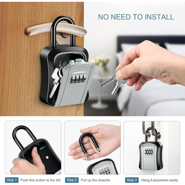 Key Lock Box Portable Combination Lockbox Wall-Mounted Key