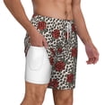 thumbnail image 3 of Picia Leopard Print Rose pattern Mens Swim Trunks with Compression Liner Stretch Beach Shorts Quick Dry with Zipper Pockets No-Chafing Board Shorts-3X-Large, 3 of 9