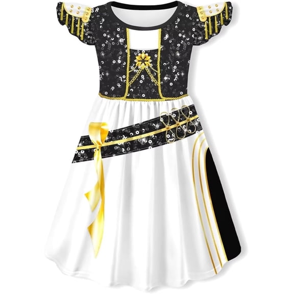 LumiFest G'irl's Halloween Costume, Pop Singer Idol Group Pajamas Nightdress, Flutter Sleeve Night Dress Sleepwear for Cosplay Dress Up & Loungewear