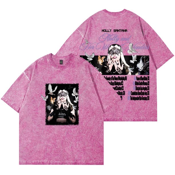 Molly Santana Molly y su Tour de la Semana de las Maravillas Camisetas lavadas Camiseta de manga corta de algodón unisex,3,M