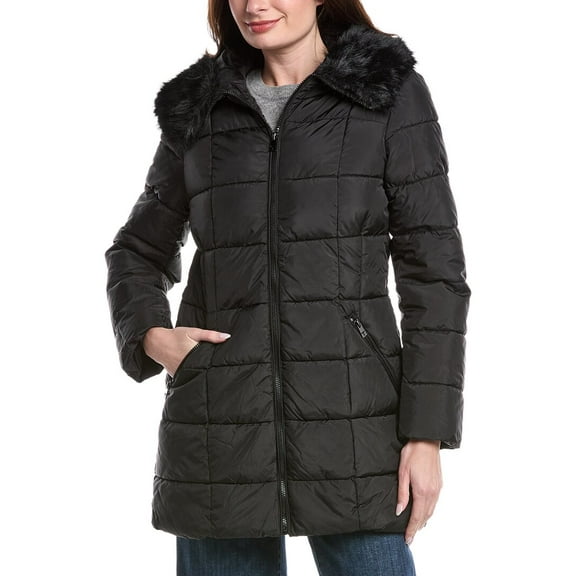 Tahari womens Brie Medium Coat, xs, Black