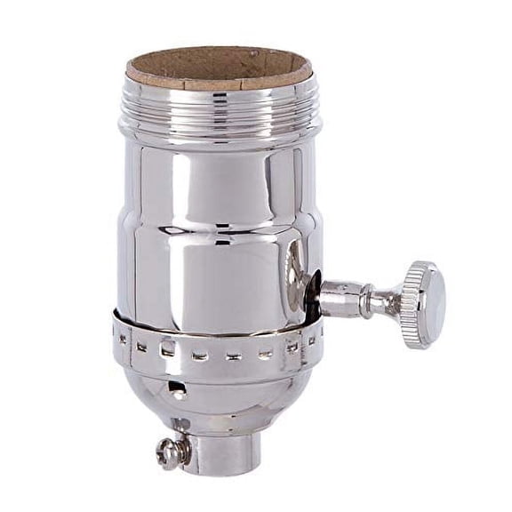 B&P Lamp® Brass Turn Knob Early Electric Style Lamp Socket, Nickel Plated Finish, 3-Way Function, Uno Thread Shell