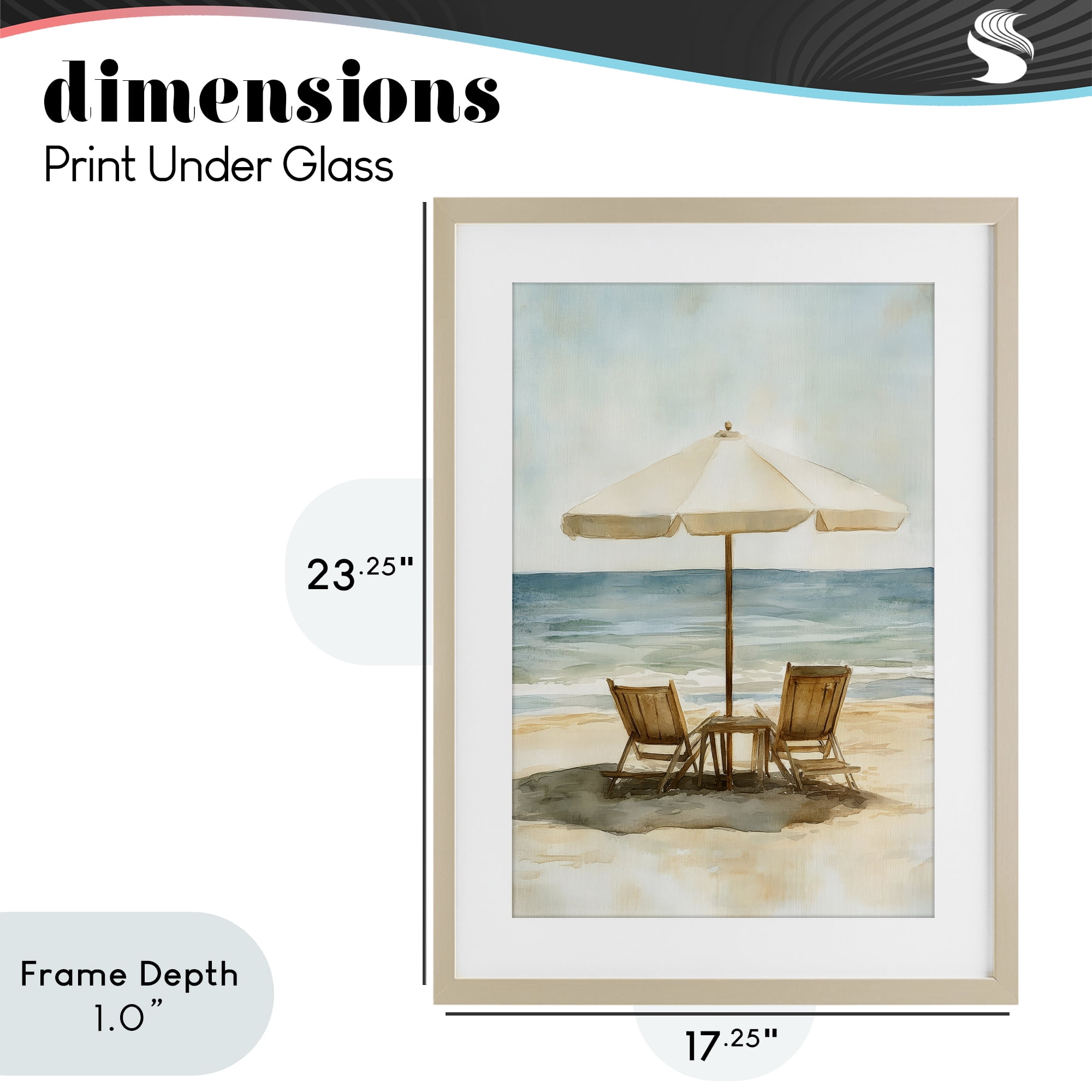 Stupell Industries Watercolor Paradise Seaside Retreat Birch Framed Print Under Glass, design by Petal Prints Design