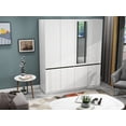 thumbnail image 5 of Modern Minimalist Style Wardrobe Armoire，Four-Door Pull-Free Silver Mirror Wardrobe with Built-In Mirrors (White,W62.99 x D20.47x H74.02), 5 of 7