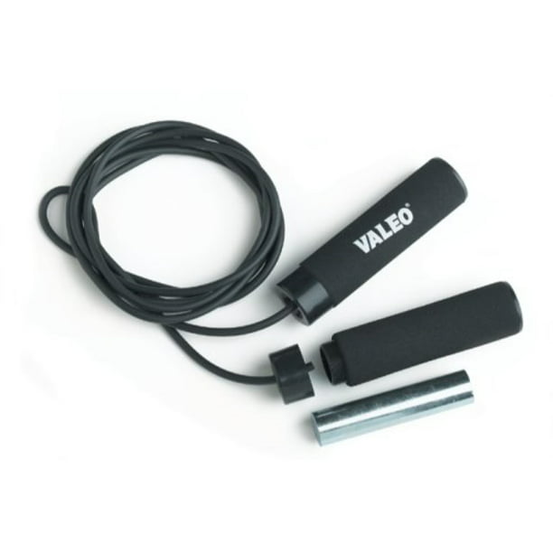 Valeo 2Pound Weighted Solid Rubber Jump Rope, Adjustable 10Foot Length With Cushion Foam