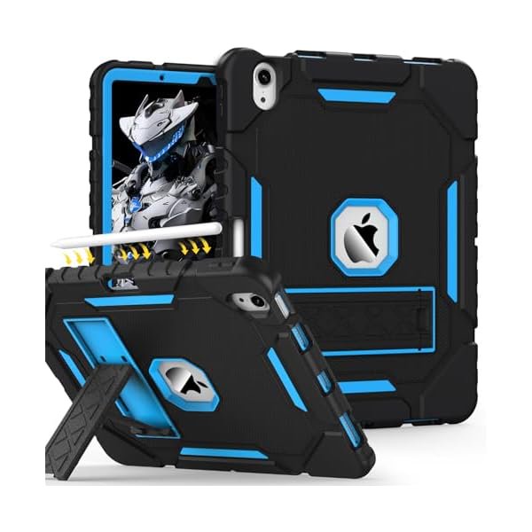 wonim11 Grifobes Case for iPad Air 11-inch (M3/M2) 2025/2024, for iPad Air 5th/4th Generation 2022/2020 10.9", Heavy Duty Rugged Cover with Stand/Pencil Holder for i Pad Air 6th 5 4 Gen (Black+Blue)