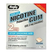 Rugby Sugar Free Nicotine Polacrilex Gum 2MG 110 Pieces Each