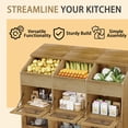thumbnail image 3 of JassmiPkwy Three-Tier Lidded Mobile Potato Storage Bin, Rustic Design, with Wheels, Onion Storage Box, Includes Vegetable Storage Compartments, Ideal for the Kitchen, 3 of 7