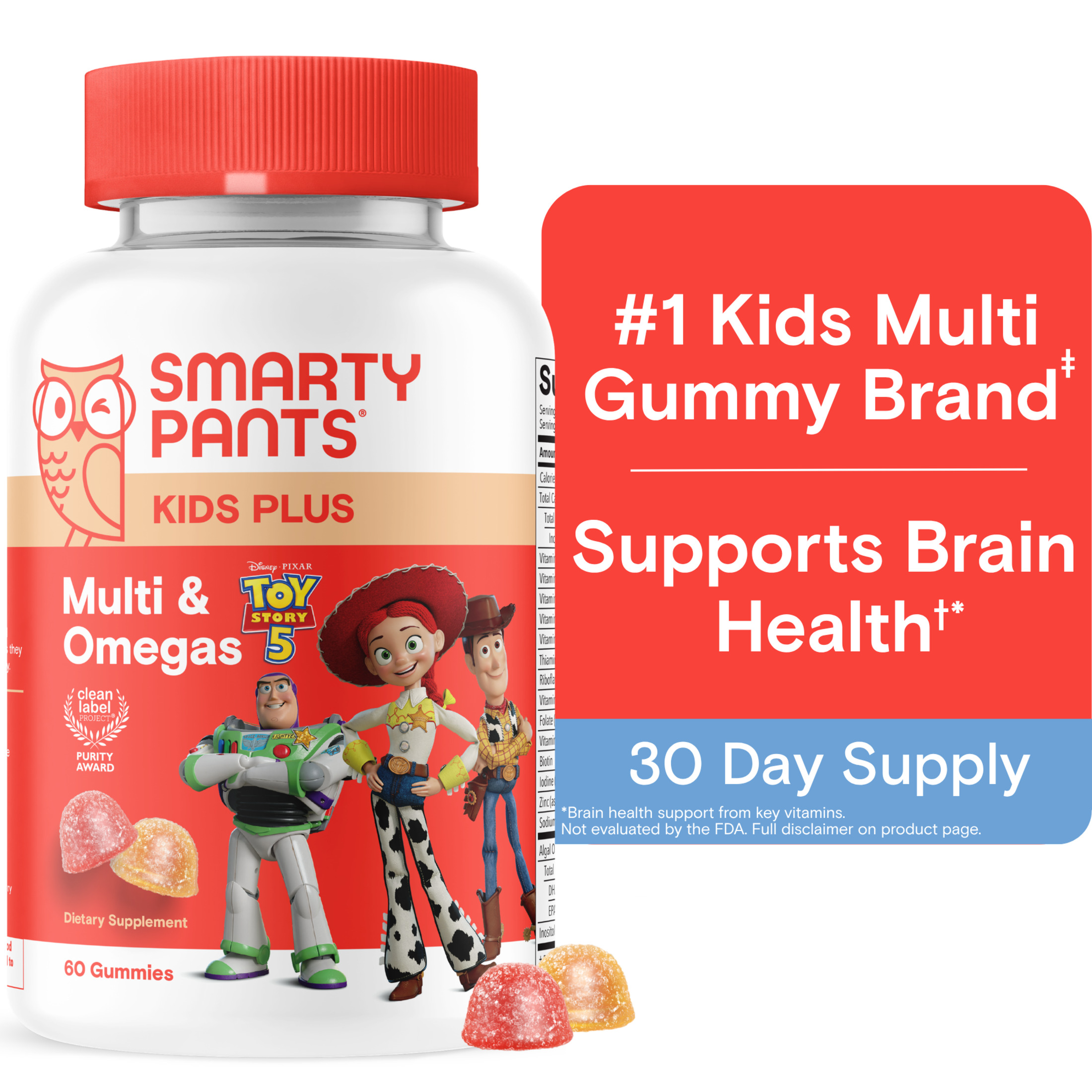 SmartyPants Kids Plus Multivitamin & Omega 3 Gummies with Vitamins C, D3, B12, Zinc 60 Count