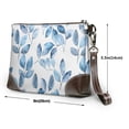 thumbnail image 2 of Leather Clutch 8 X 5. 5 In Wrist Strap And Hand Bag Easy To Carry Lightweight Waterproof And Durable Watercolor Light Blue Leaves, 2 of 6